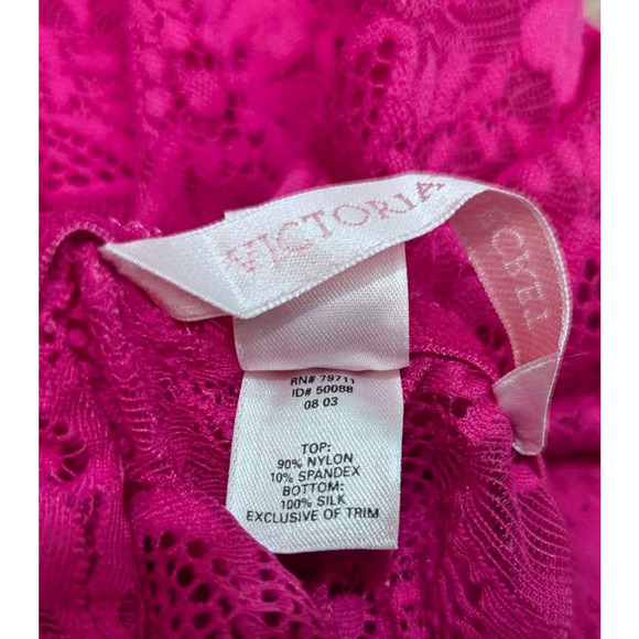 Victoria's Secret Y2K sz 36C Lace Babydoll Slip Dress pink sheer underwire 1113 - Picture 4 of 4